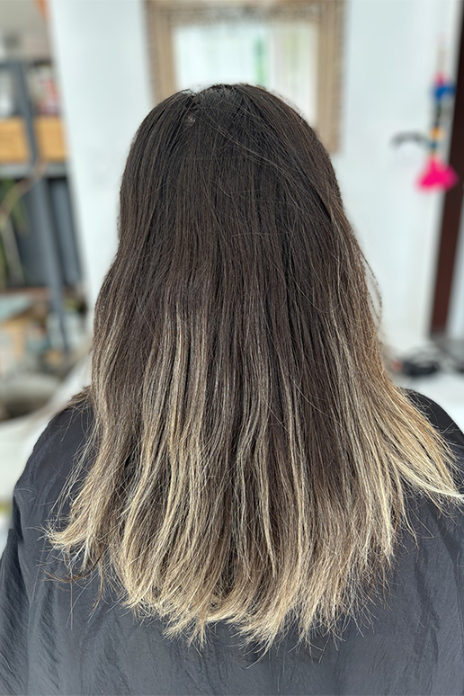 Balayage cheveux avant après salon de Rébecca coiffure le perreux